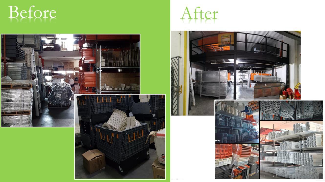 Warehouse before and after the implementation