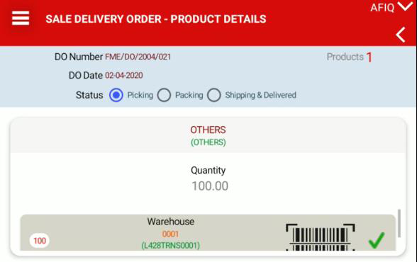 FACT ERP delivery order states progressing through picking, packing and delivery